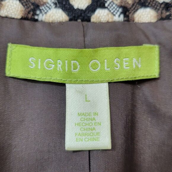 Sigrid Olsen Women's Patterned Wool Blazer Jacket, Lined 2 Buttons Size Large - Picture 7 of 11
